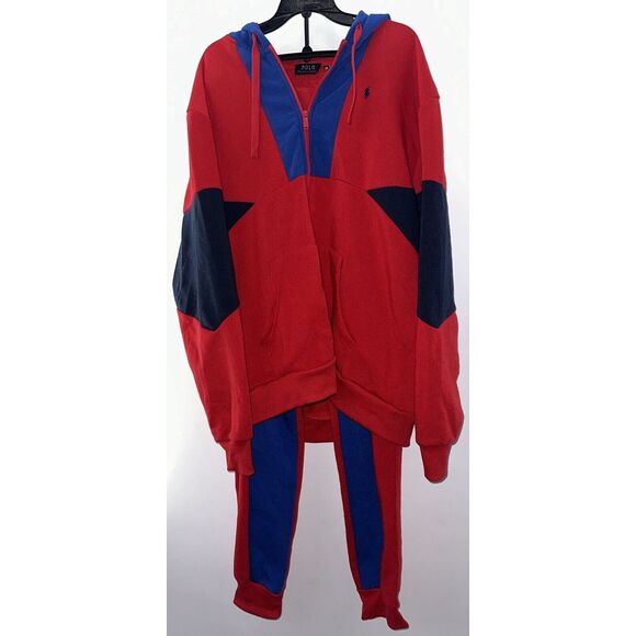 Polo Ralph Lauren Color Block Sweat Suit Matching Hoodie‎ Joggers Mens 2XL/XXL - Picture 1 of 10